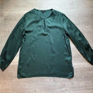 COS Silk Long Sleeves Green Blouse Front Keyhole Size 6